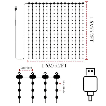 RGB Curtain Smart String Fairy Lights