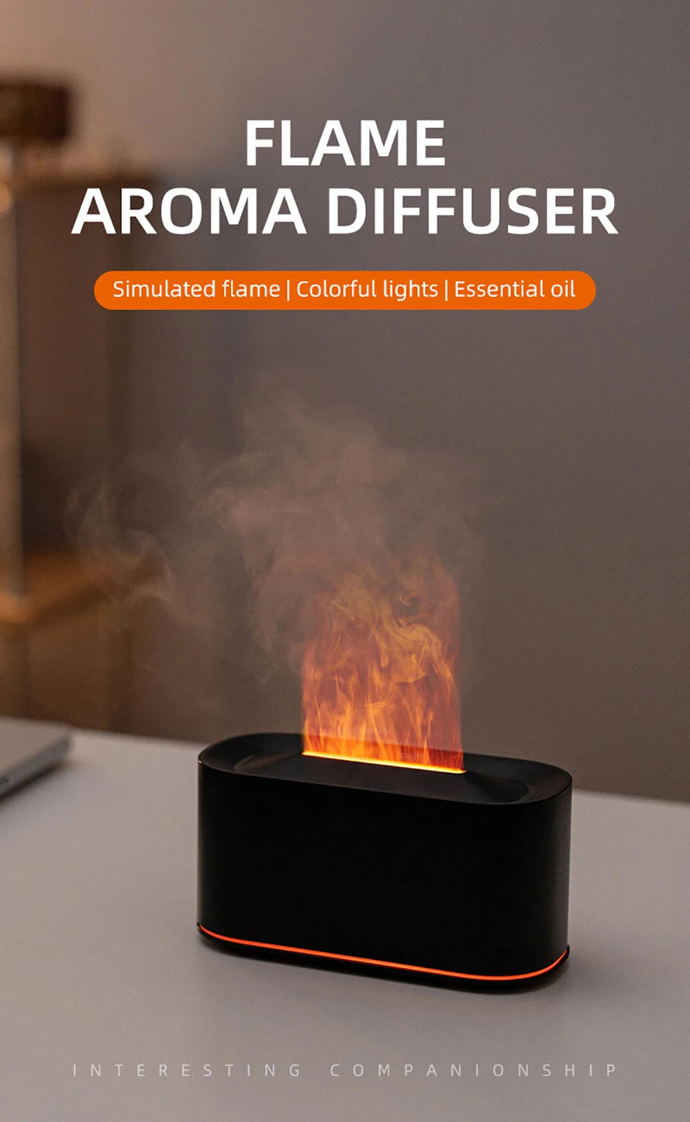 Humidifier USB Desktop Flame Humidifier for Home Mini Air Humidifier