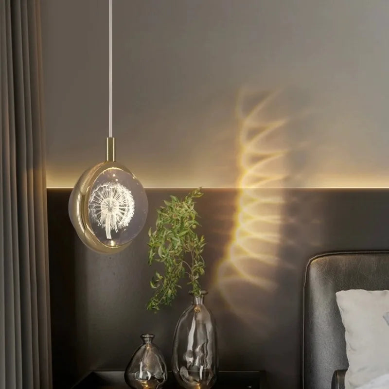 Modern Nordic Crystal Halo Pendant Light