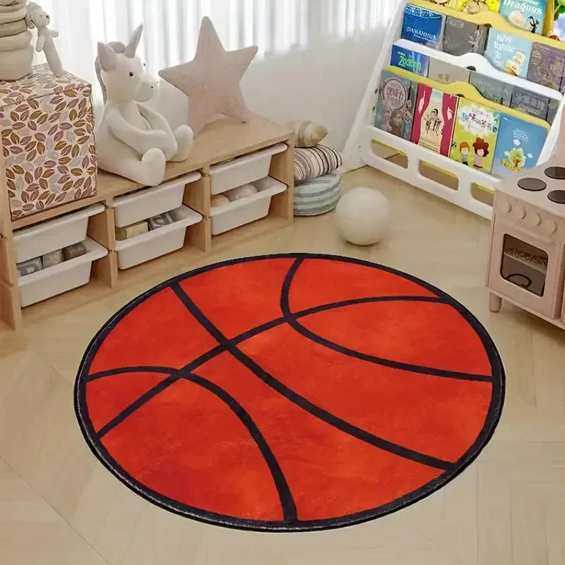 Basketball Pattern Round Rug Non-Slip Washable Home Decor