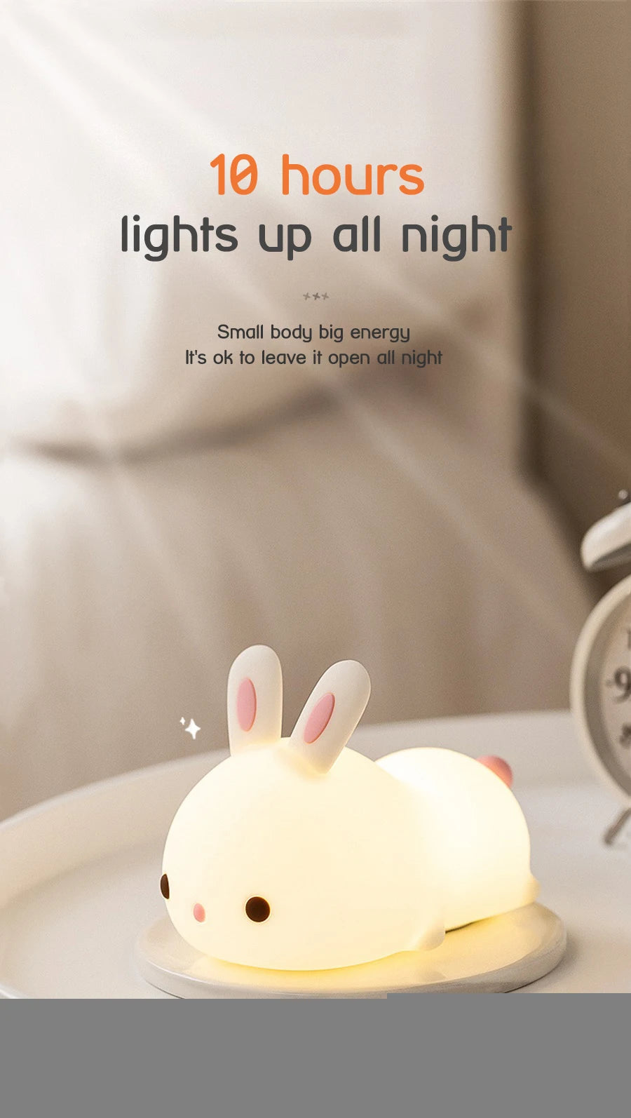 Touch Sensor RGB LED Rabbit Night Light
