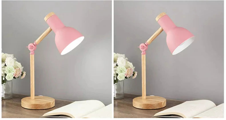 Nordic Table Lamp Wooden Art LED Turn Head
