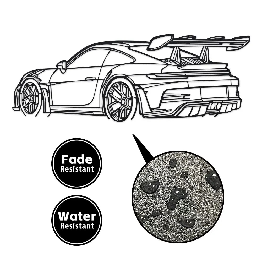 Car Metal Wall Art Design with Spoiler & Exhaust Pipes