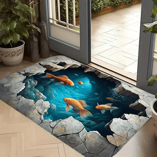 3D Koi Pond Non-Slip Durable and Stylish Rugs