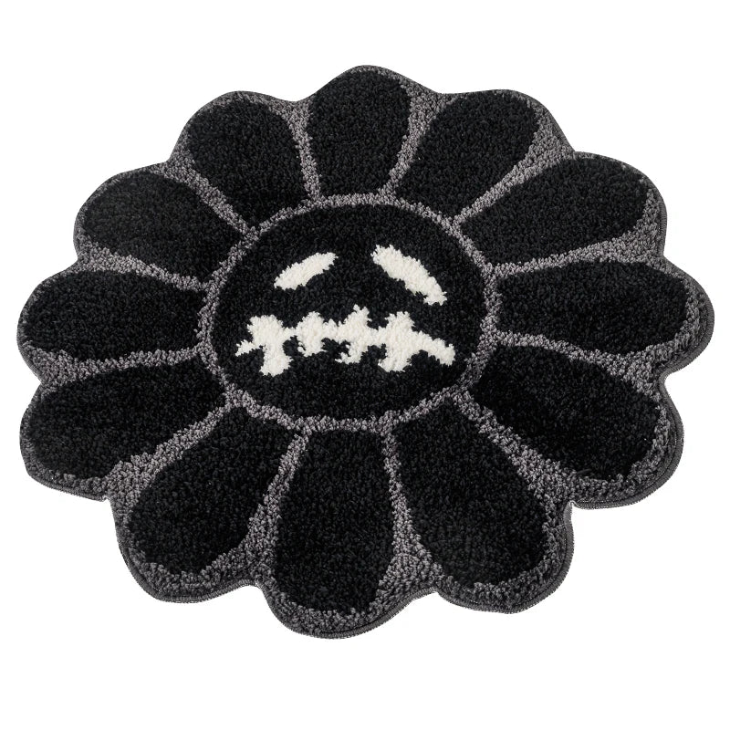Smiling Face Tufted Rug Flower Art Rug for Bedroom