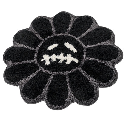 Smiling Face Tufted Rug Flower Art Rug for Bedroom