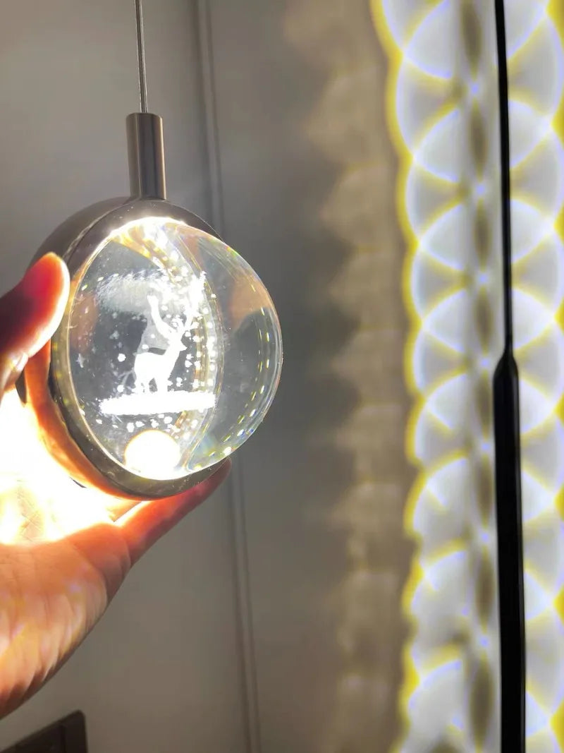 Modern Nordic Crystal Halo Pendant Light
