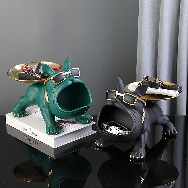 Home Decor Bulldog Figurine Dog Statue Key Storage Box
