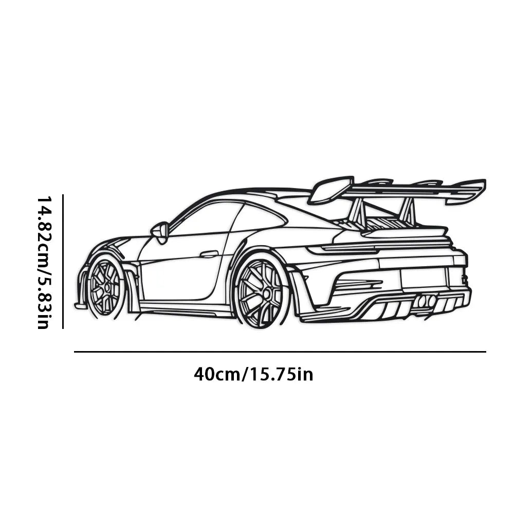 Car Metal Wall Art Design with Spoiler & Exhaust Pipes