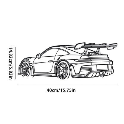 Car Metal Wall Art Design with Spoiler & Exhaust Pipes