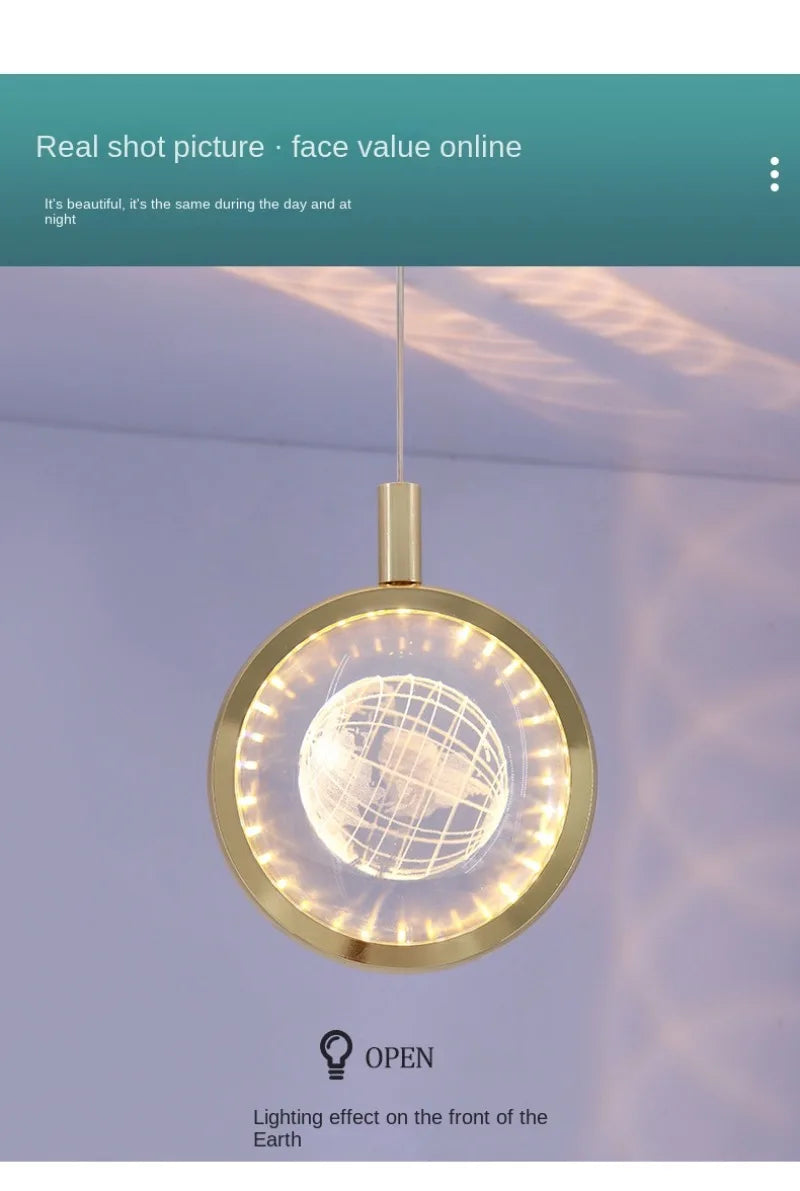 Modern Nordic Crystal Halo Pendant Light