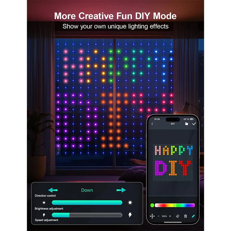 RGB Curtain Smart String Fairy Lights