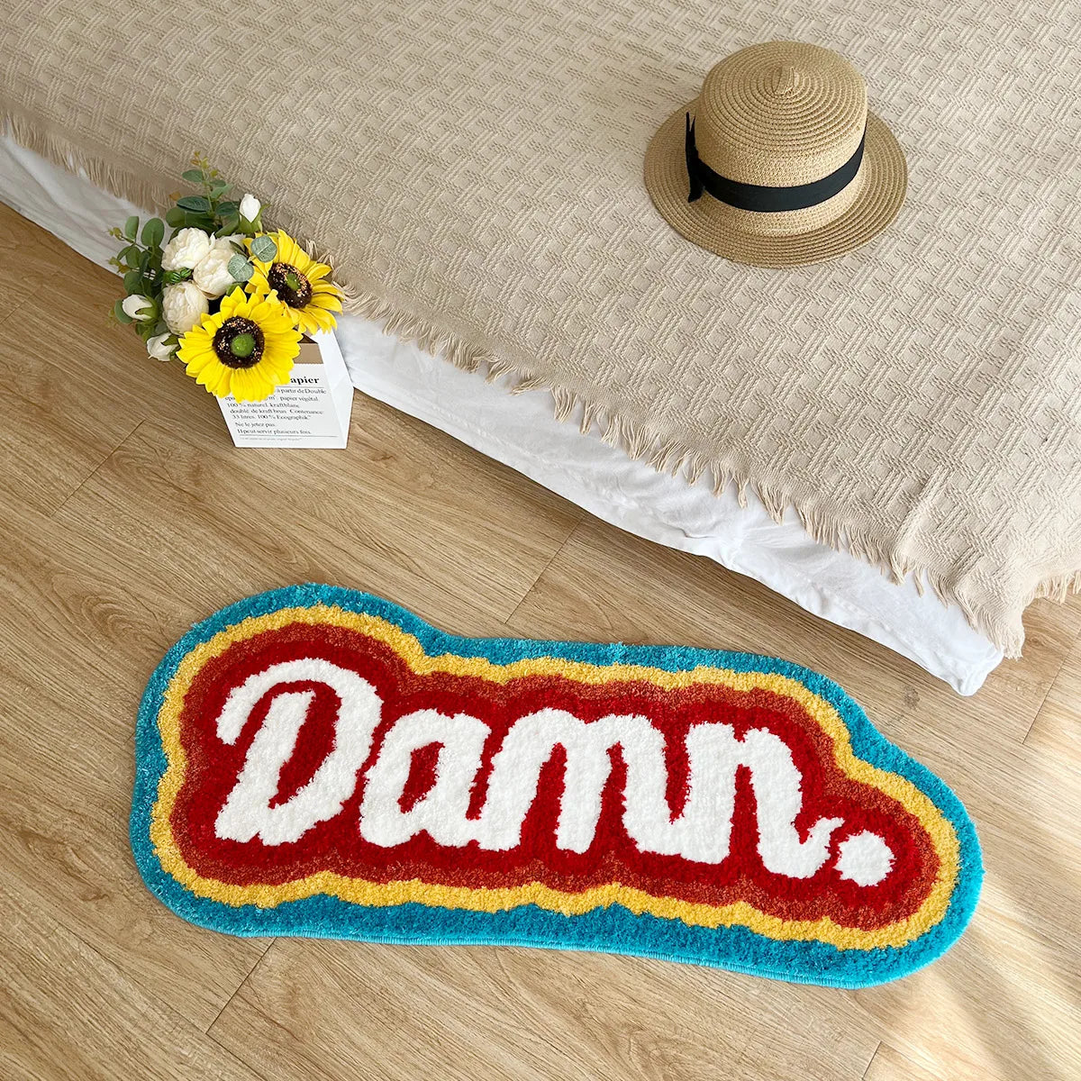 Letter Element Rug Rainbow Fluffy Tufted Rug