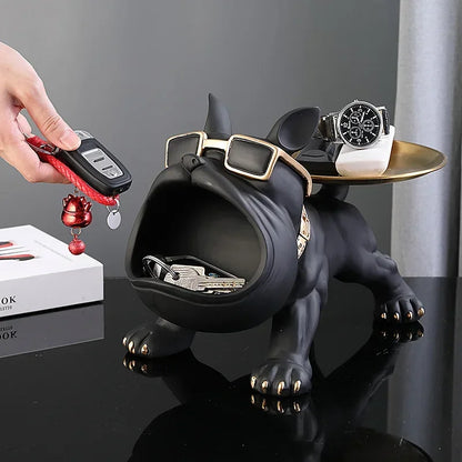 Home Decor Bulldog Figurine Dog Statue Key Storage Box