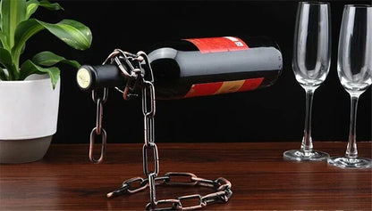 Kitchen Magical Suspension Iron Chain Wine Racks One Bottle Wine Display Racks Stand Holder Dining Room Cellar Bar Decoration
