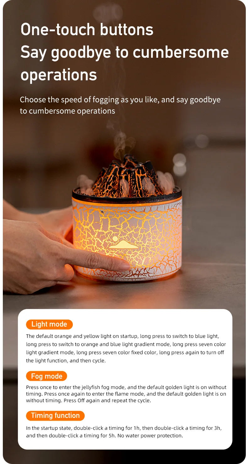 Flame Volcano Humidifier Aroma Diffuser Ultrasonic Mist