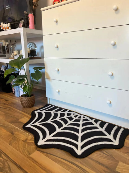 Black Spider Web Ghost Gothic Carpet Rug