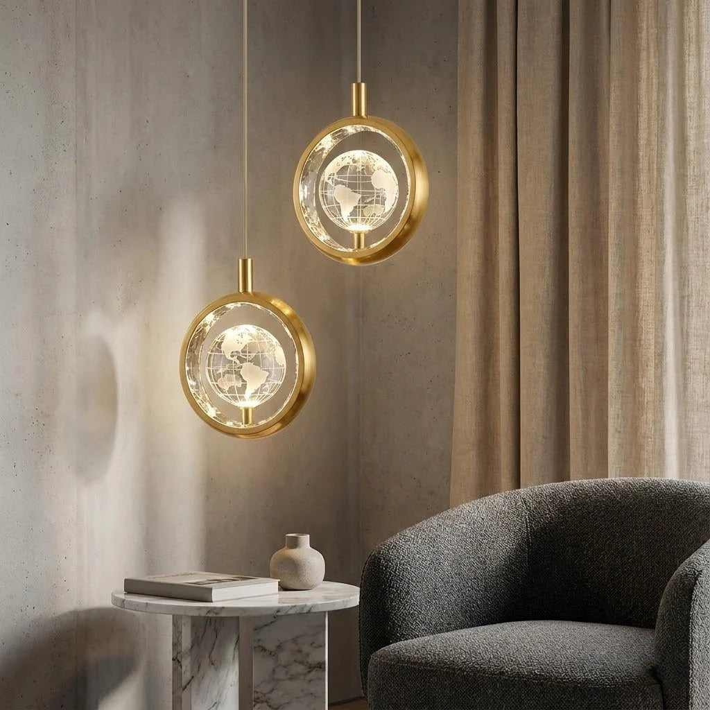 Modern Nordic Crystal Halo Pendant Light