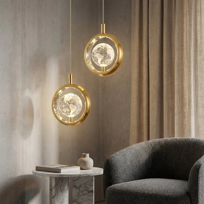 Modern Nordic Crystal Halo Pendant Light